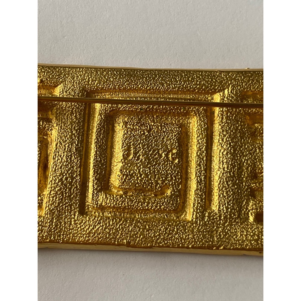 Vintage Christian Dior Gold Greek Key Spiral Brooch‎ Geometric Statement Pin - Picture 4 of 6